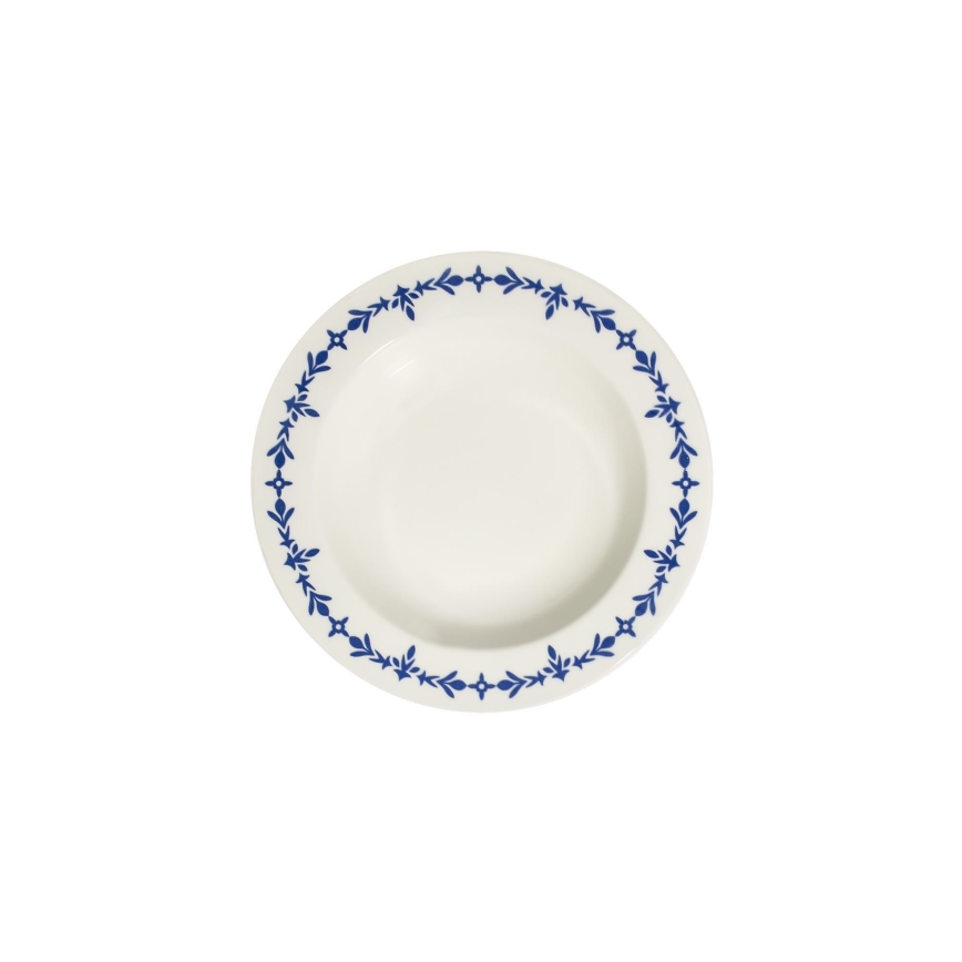 24-delni jedilni set, bel/moder, porcelan