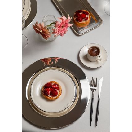 24-delni jedilni set, bel/srebrn, iz porcelana