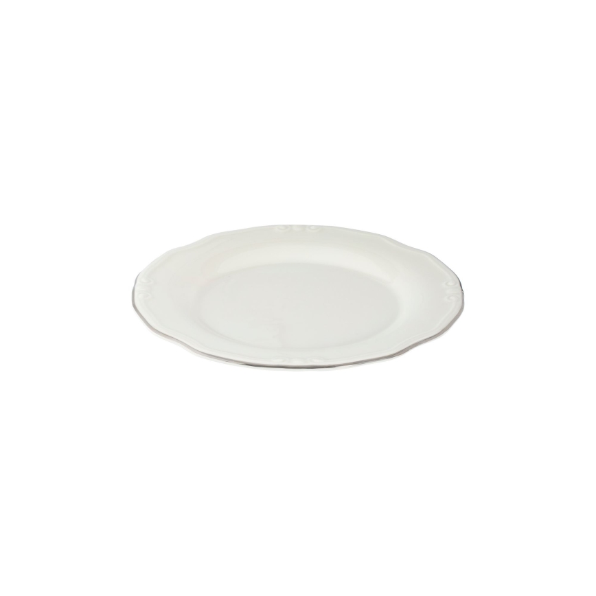 24-delni jedilni set, bel/srebrn, iz porcelana