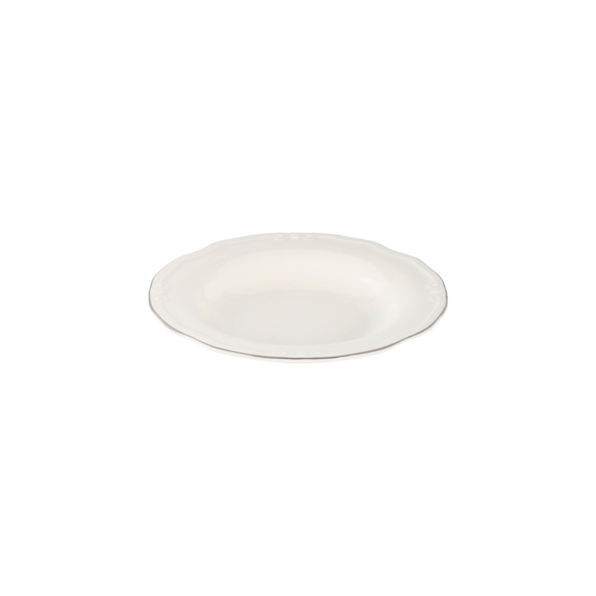 24-delni jedilni set, bel/srebrn, iz porcelana