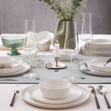 24-delni jedilni set, bel/srebrn/porcelan