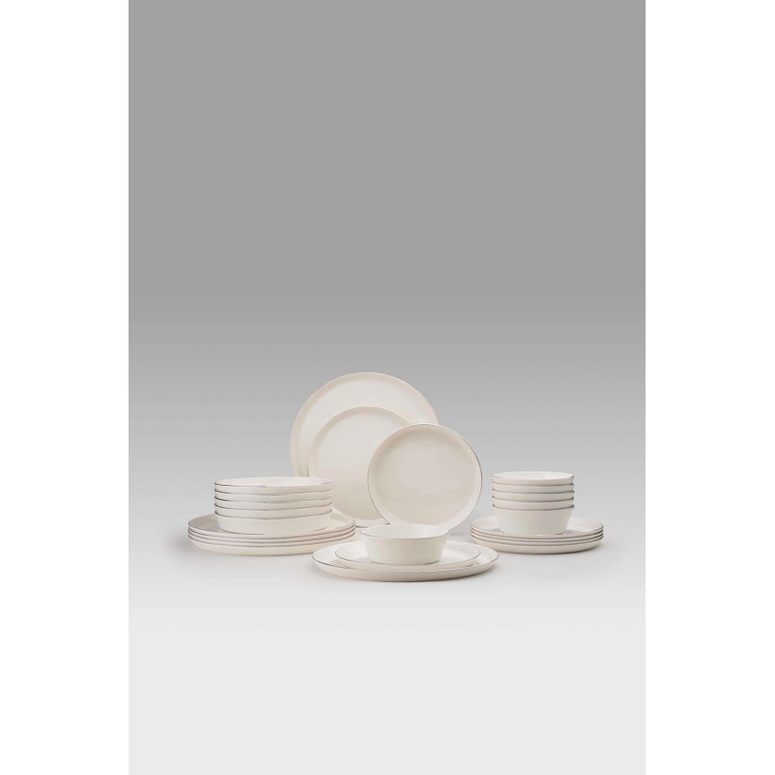 24-delni jedilni set, bel/srebrn/porcelan