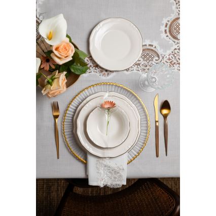24-delni jedilni set bel/zlat/porcelan