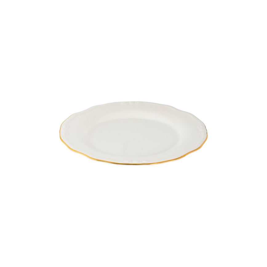 24-delni jedilni set bel/zlat/porcelan