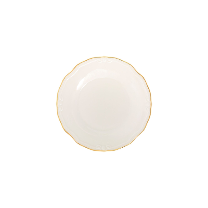 24-delni jedilni set bel/zlat/porcelan