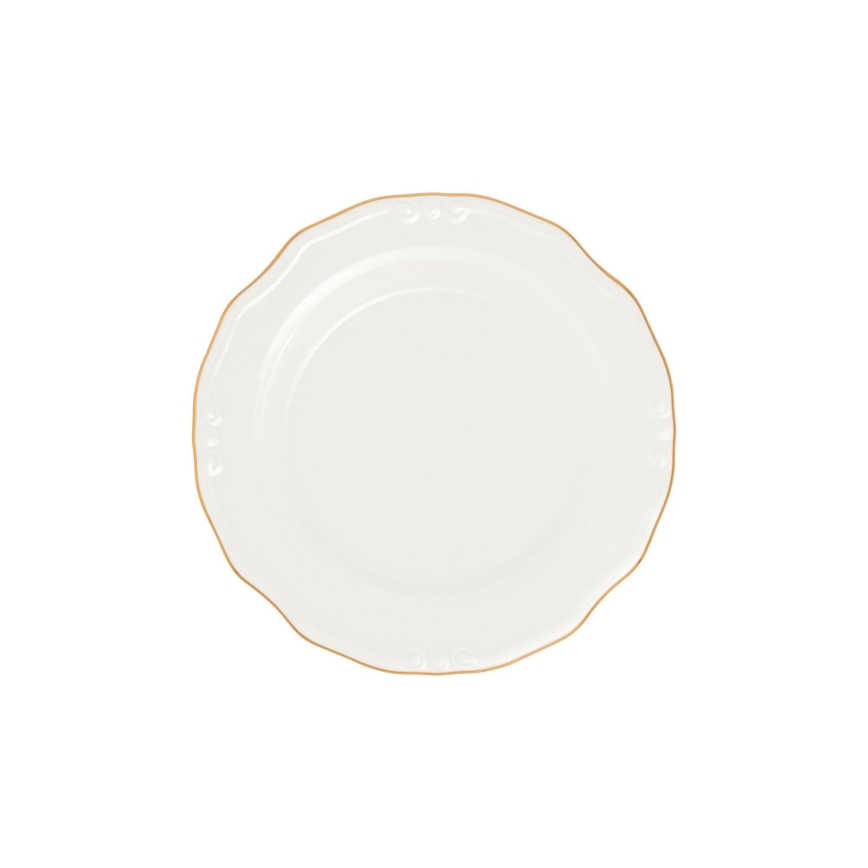 24-delni jedilni set bel/zlat/porcelan
