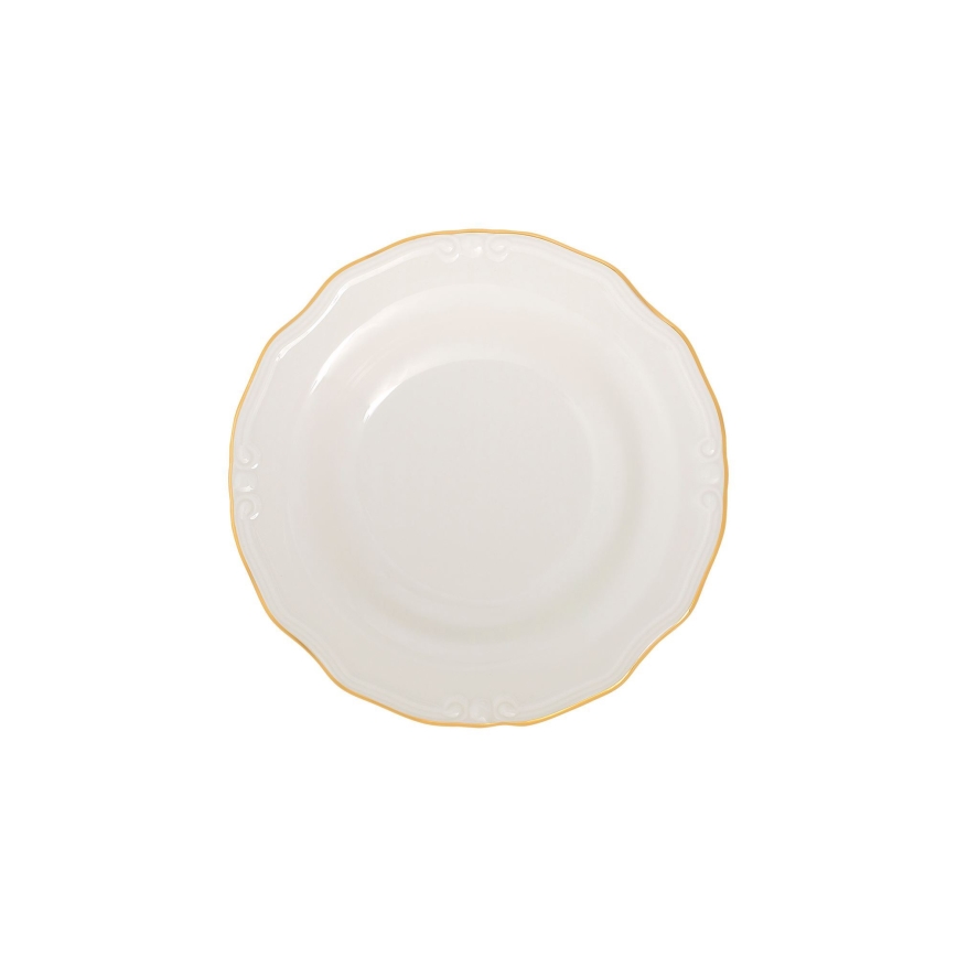 24-delni jedilni set bel/zlat/porcelan
