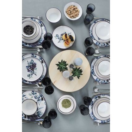24-delni jedilni set, bela/modra, keramika