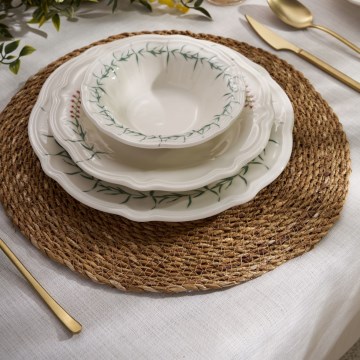 24-delni jedilni set, bela/zelena, porcelan