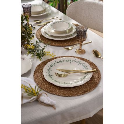 24-delni jedilni set, bela/zelena, porcelan