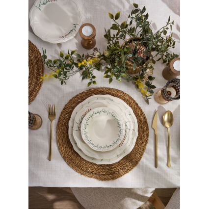 24-delni jedilni set, bela/zelena, porcelan