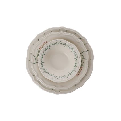 24-delni jedilni set, bela/zelena, porcelan