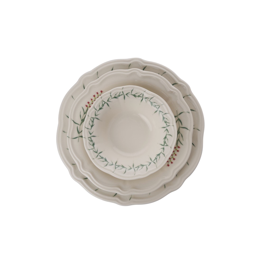 24-delni jedilni set, bela/zelena, porcelan