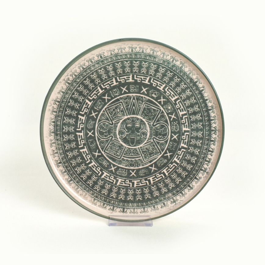 24-delni jedilni set bež/zelena/kamenina