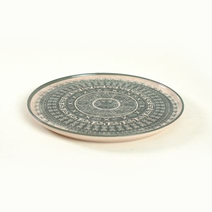 24-delni jedilni set bež/zelena/kamenina