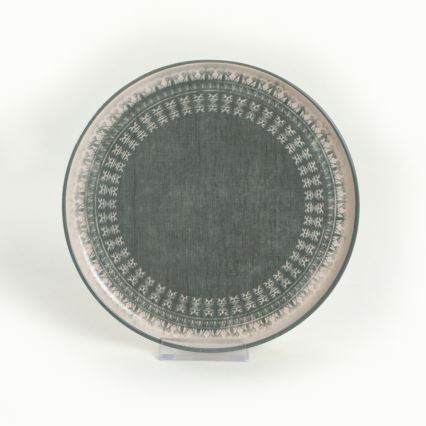 24-delni jedilni set bež/zelena/kamenina