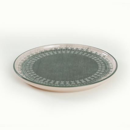 24-delni jedilni set bež/zelena/kamenina