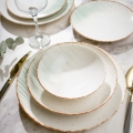 24-delni jedilni set iz porcelana, bela/zelena