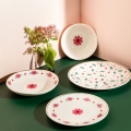 24-delni jedilni set iz porcelana, na voljo v beli, rdeči ali zeleni barvi