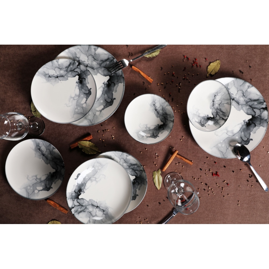 24-delni jedilni set iz porcelana — na voljo v beli ali črni barvi