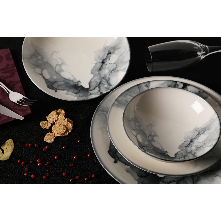 24-delni jedilni set iz porcelana — na voljo v beli ali črni barvi