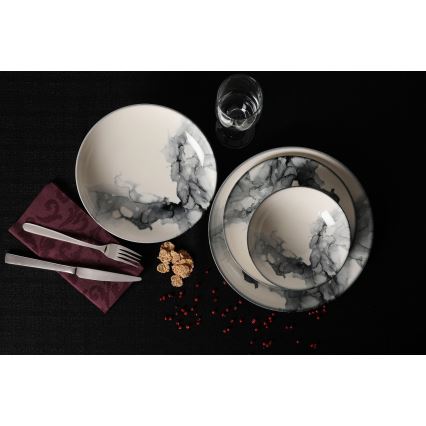 24-delni jedilni set iz porcelana — na voljo v beli ali črni barvi