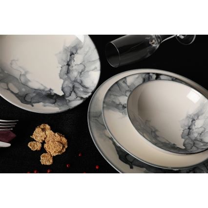 24-delni jedilni set iz porcelana — na voljo v beli ali črni barvi