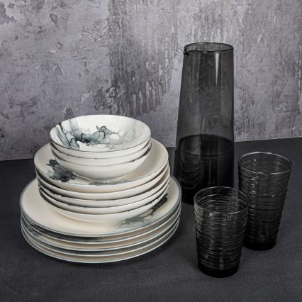 24-delni jedilni set iz porcelana — na voljo v beli ali črni barvi