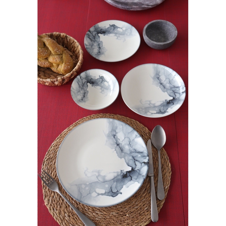 24-delni jedilni set iz porcelana — na voljo v beli ali črni barvi