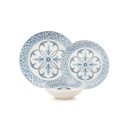 24-delni jedilni set, moder/porcelan