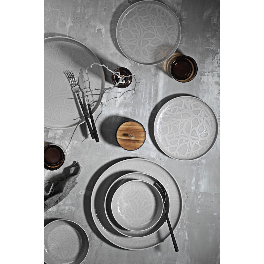 24-delni jedilni set, siva/porcelan