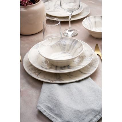 24-delni jedilni set v beli/sivi keramiki