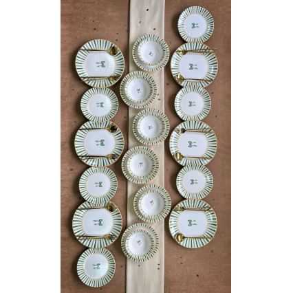24-delni jedilni set v beli/zeleni/zlati barvi, keramika