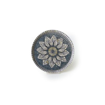 24-delni jedilni set v modri in krem barvi, iz kamenine