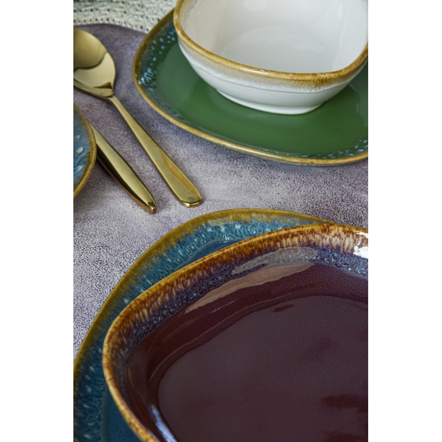 24-delni jedilni set, večbarven, iz kamenine