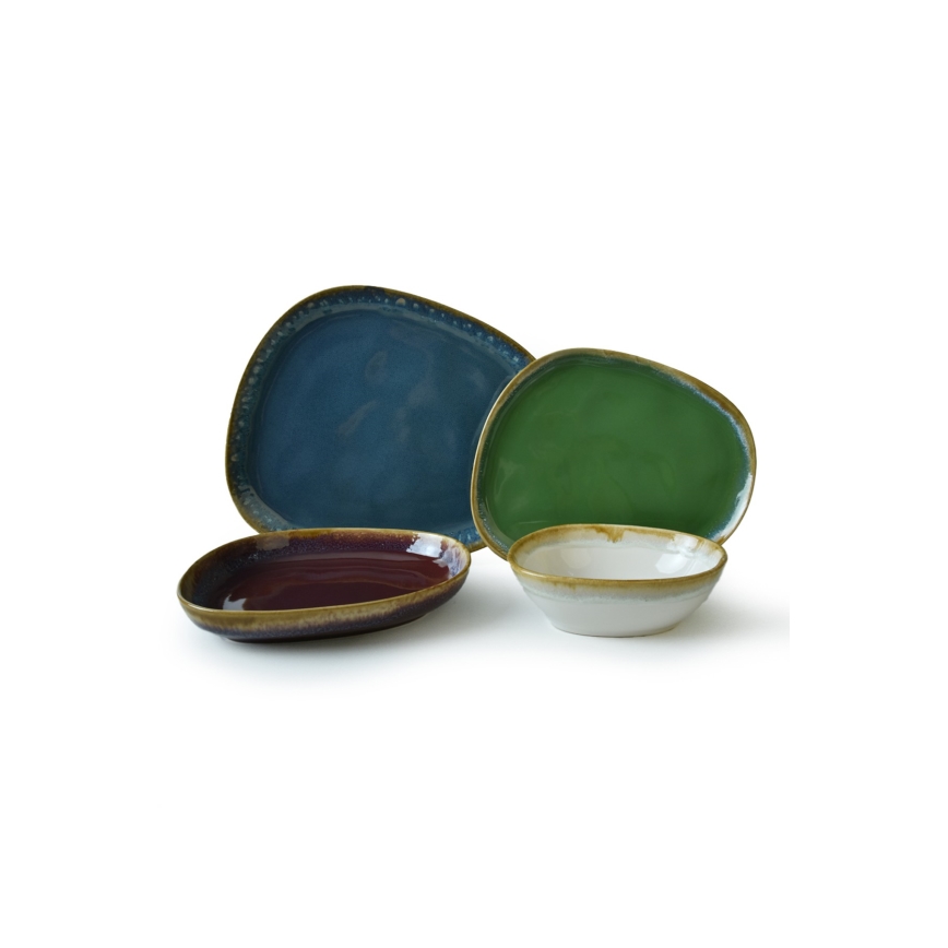 24-delni jedilni set, večbarven, iz kamenine