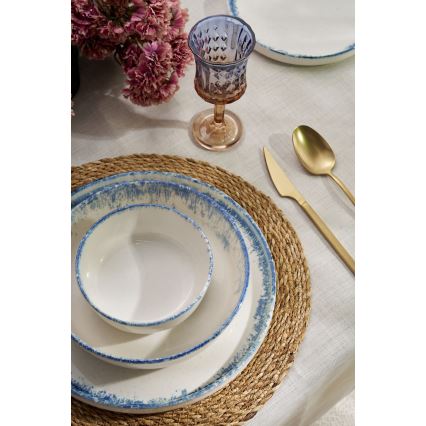 24-delni komplet jedilnega posodja, belo/modro, iz porcelana