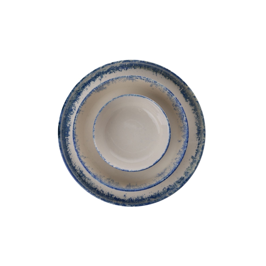 24-delni komplet jedilnega posodja, belo/modro, iz porcelana