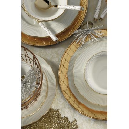 26-delni jedilni komplet bel/zlat/porcelan
