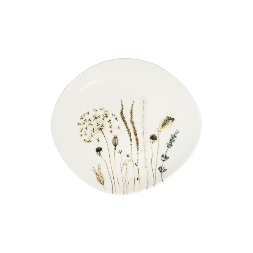 27-delni jedilni komplet, bel/rjav, porcelan