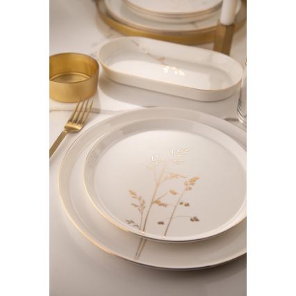 27-delni jedilni komplet, bel/zlat, iz porcelana
