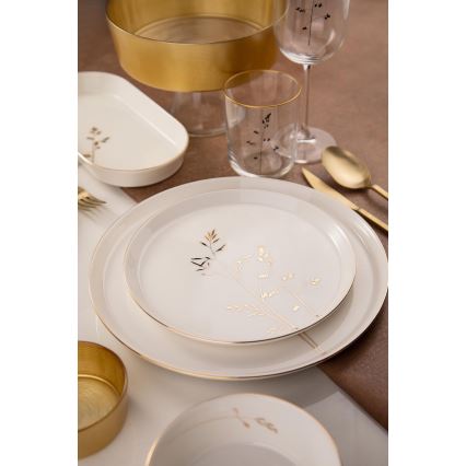 27-delni jedilni komplet, bel/zlat, iz porcelana