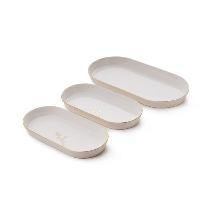 27-delni jedilni komplet, bel/zlat, iz porcelana