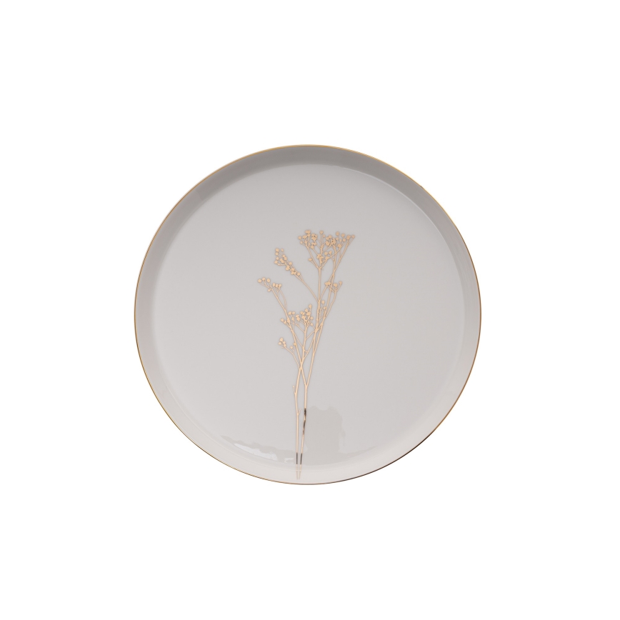 27-delni jedilni komplet, bel/zlat, iz porcelana