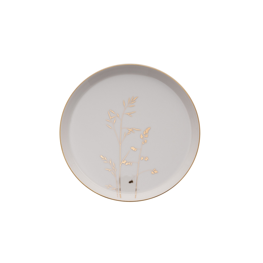 27-delni jedilni komplet, bel/zlat, iz porcelana