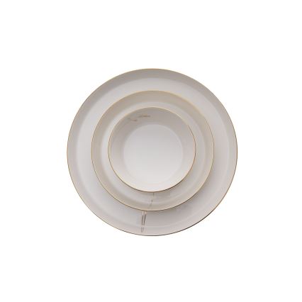 27-delni jedilni komplet, bel/zlat, iz porcelana
