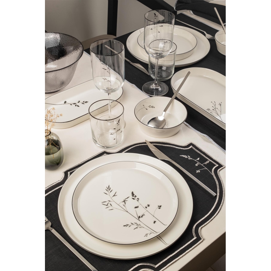 27-delni jedilni servis iz porcelana, bel ali črn
