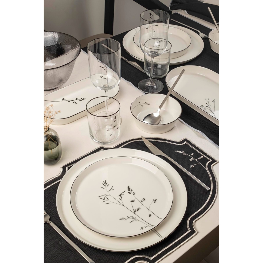27-delni jedilni servis iz porcelana, bel ali črn