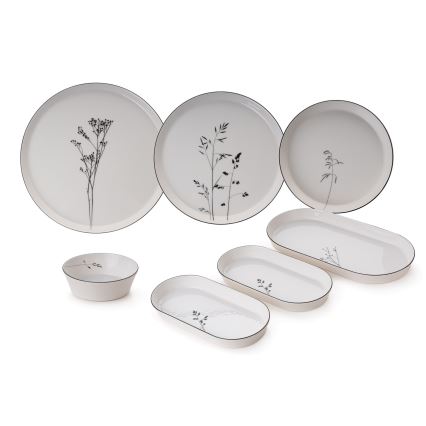 27-delni jedilni servis iz porcelana, bel ali črn