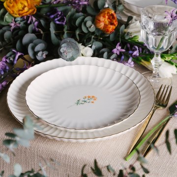 27-delni jedilni set, bela/zlata barva, porcelan